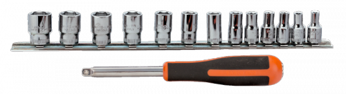 Nasadki 6-kątne 6700SM 13 sztuk na szynie RAIL-187 BAHCO