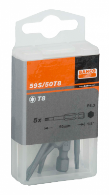 Bit 1/4&quot; do śrub TORX T8x50 mm, 5 szt. BAHCO