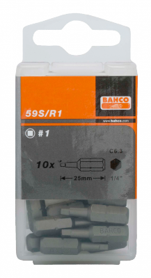 Bit 1/4&quot; do śrub Robertson #1x25 mm, 10 szt BAHCO