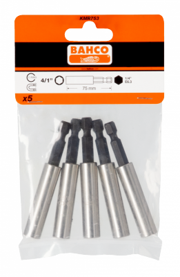 Zestaw 5 uchwytów magnetycznych 1/4&quot; z pierścieniem przytrzymującym 75 mm BAHCO