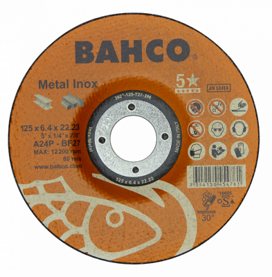 Tarcza do szlifowania metalu i Inox 125x6.4mm BAHCO (25 szt.)