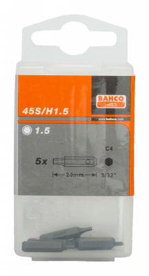 Bit 5/32&quot; do śrub imbusowych 2x20 mm, 5szt. BAHCO