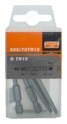 Bit 1/4&quot; do śrub TORX, z otworem centrującym TR25x70 mm, 5 szt. BAHCO