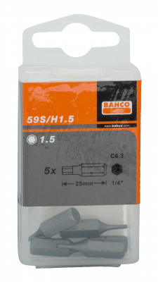 Bit 1/4&quot; do śrub imbusowych 10x25 mm, 5 szt. BAHCO