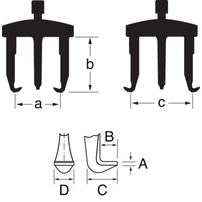 Ściągacz dwuramienny 50-160/105-220 mm, 300 mm, 65 kN, długie ramiona BAHCO