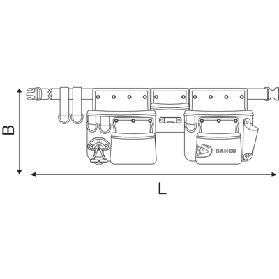Kabura narzędziowa z 3 sakwami do obwodu talii 1350 mm BAHCO
