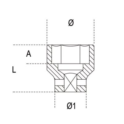 Nasadka udarowa 1/2&quot; 6-kątna 19 mm, 720 Beta