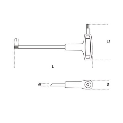 Klucz trzpieniowy imbusowy kątowy 4.5 mm z rękojeścią, 96T Beta