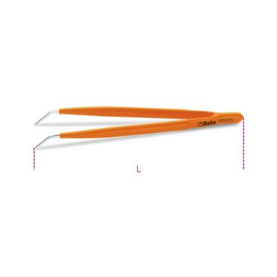 Pęseta odgięta punktowa powlekana PCV 150 mm, 993PL Beta