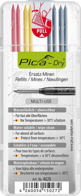 Zest.zapas. wkladow do mark.do gleb.otw.Pica-Drygrafit,zolty,czerwony Pica