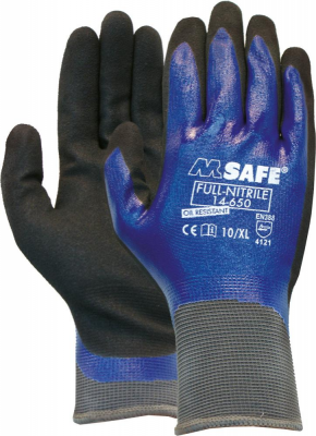 Rękawice M-Safe 14650, nitrylowe, pełne powlekane, rozmiar 9  (12 par)