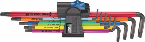 Zest.kluczy trzpien,kat. dlugich z funkcja przytrzym.Color, 9-czesciowy Wera