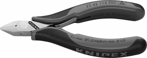 Szczypce tnące boczne dla elektroników, 115mm, 77 42 115 ESD, KNIPEX