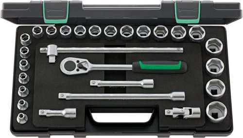 Zestaw narzędzi 1/2&quot; 28-elementowy w walizce ABS (16 nasadek 6-kątnych 8-32mm z oprzyrząd.) STAHLWILLE