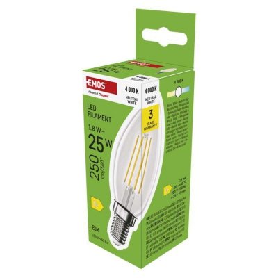 Żarówka LED Filament świeczka  / E14 / 1,8 W (25 W) / 250 lm / neutralna biel