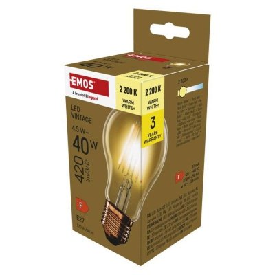 Żarówka LED Vintage A60 / E27 / 4,5 W (40 W) / 420 lm / 420 lm / Ciepła biel
