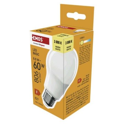 Żarówka LED Basic A60 / E27 / 8,8 W (60 W) / 806 lm / Ciepła biel