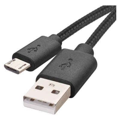 Kabel USB 2.0, wtyk A - micro B, ładowanie, transmisja danych, 2 m, czarny