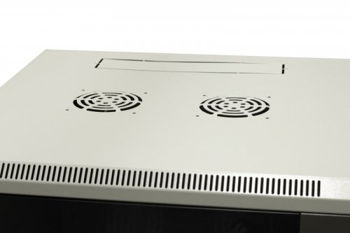 Szafa wisząca niedzielona 19&#039;&#039; 12U, drzwi blacha/szkło,  600×600×635mm szer./gł./wys. (w zestawie: półka stała oraz ko