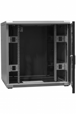 Szafa ramowa stojąca EmiterNet Top, 16U, drzwi blacha/szkło, 800x800x820mm (szer./gł./wys.) (w zestawie: panel 4 wentylatorowy z
