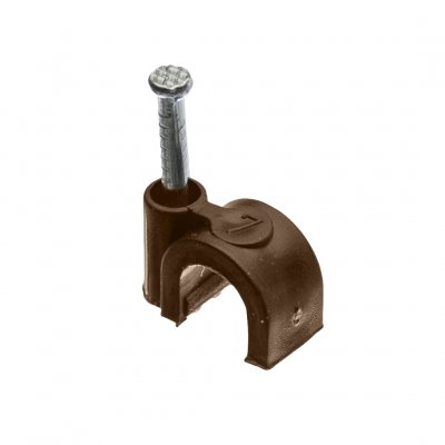 Uchwyt kablowy z gwoździem, fi7mm, okrągły, brązowy, 25szt, H.7005B -25 Pawbol