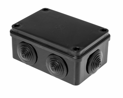 Puszka instalacyjna hermetyczna 120x80x50 czarna z dławikami S-BOX 206C Pawbol