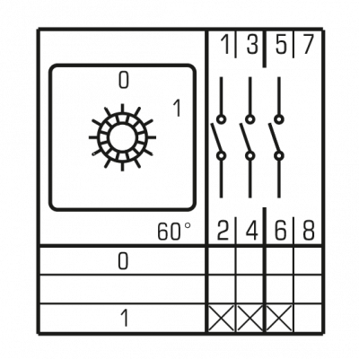 Łącznik krzywkowy, tablicowy 0-1 32A 3P, IP65, LW32 0-1 3P T ELS