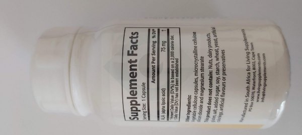 Kwas alfa liponowy ALA 75 mg - 90 kapsułek Alpha Lipoic Acid