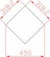 Płytka fazowana lustro srebrne kwadrat 318,2mm x 318,2mm (przekątna 450mm)