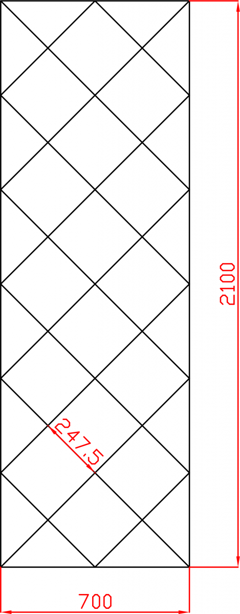 Lustro Glamour 700mm x 2100mm faza 12mm