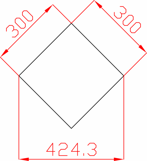 Płytka fazowana lustro srebrne kwadrat 300mm x 300mm (przekątna 424,3mm)