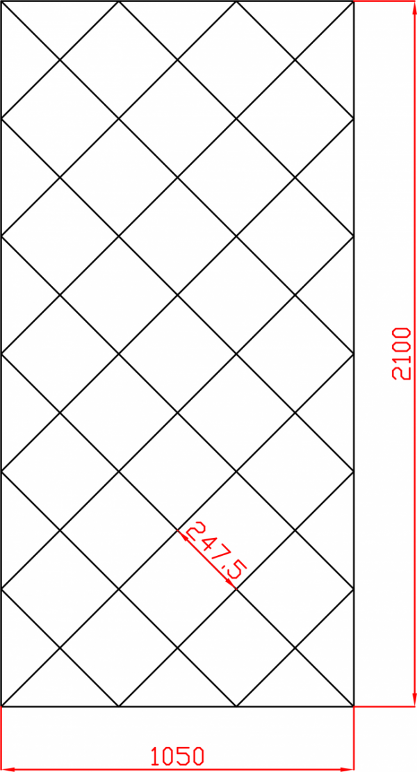 Lustro Glamour 1050mm x 2100mm faza 12mm