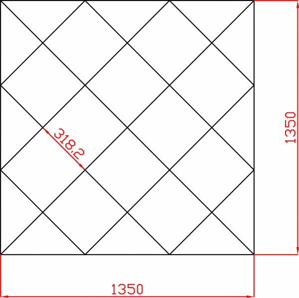 Lustro Glamour 1350mm x 1350mm faza 12mm
