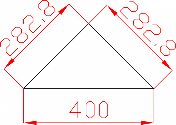 Płytka fazowana lustro srebrne trójkąt 282,8mm x 282,8mm (przekątna 400mm)