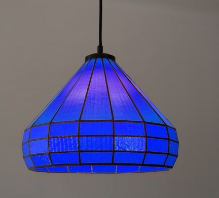 Lampa witrażowa wisząca ArtDec F3 Ø30 niebieski