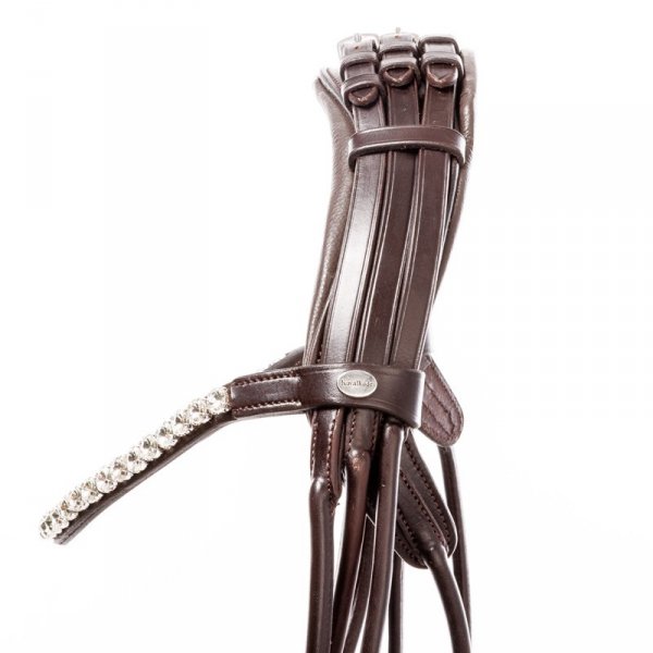 Ogłowie Munsztukowe Kavalkade "Fleur" - brązowe / lakierowany nachrapnik