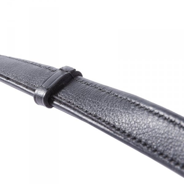 Miękkie skórzane wodze KAVALKADE "Florina" - okrągłe - 16mm - ze stoperami - czarne