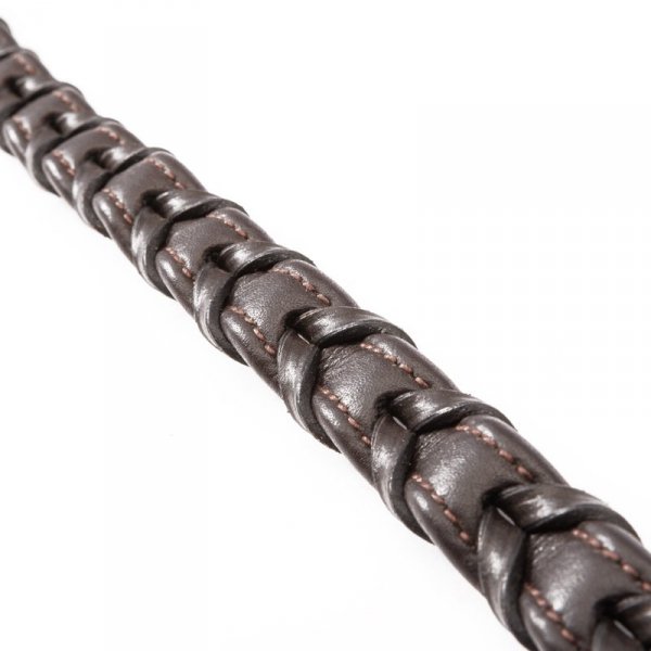 Miękkie skórzane wodze KAVALKADE &quot;Hunter&quot; - plecione-19mm - brązowe / srebrne