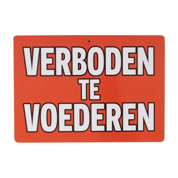 Tablica informacyjna Horka Verboden Voeren metalowa