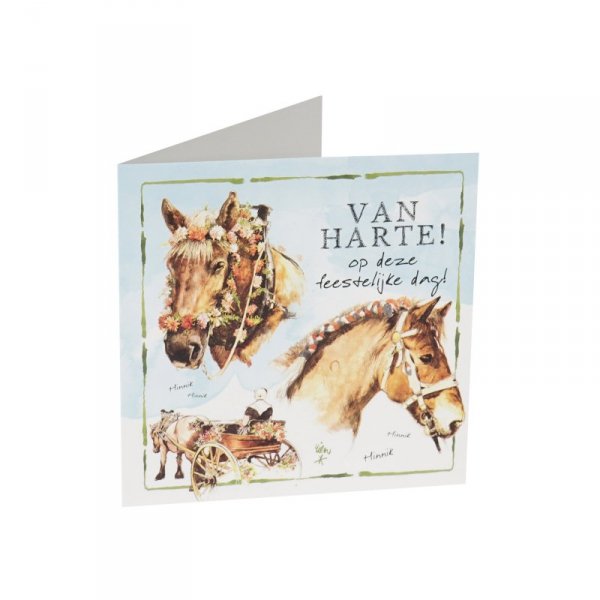 Kartka okolicznościowa Wenskaart Horses; Van Harte! Horka