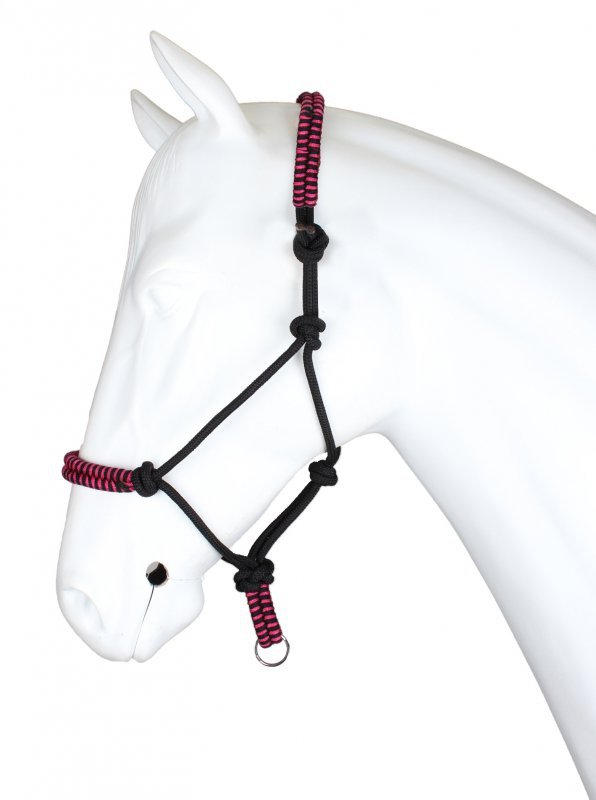 Kantar sznurkowy Horka ROPE HALTER TWO-TONE  - czarny / różowy