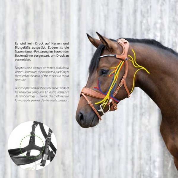 Ogłowie Anatomiczne STUBBEN Freedom II Magic Tack z funkcją Slide&amp;Lock - COGNAC