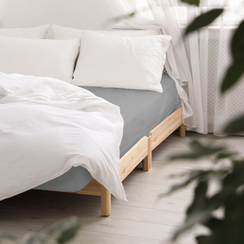 Prześcieradło satynowe bez gumki 160x220 popiel 