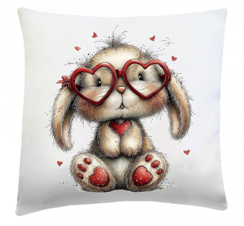 Poduszka na Walentynki 40x40 wz. w62 Zając w okularach