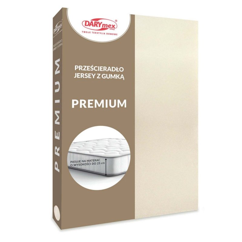 Prześcieradło Jersey PREMIUM na wysoki materac 120x200 na gumkę wz. 047 jasny beż