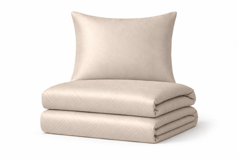 Pościel satyna ADAMASZEK geometryczny 160x200 wz. 15 jasny beż