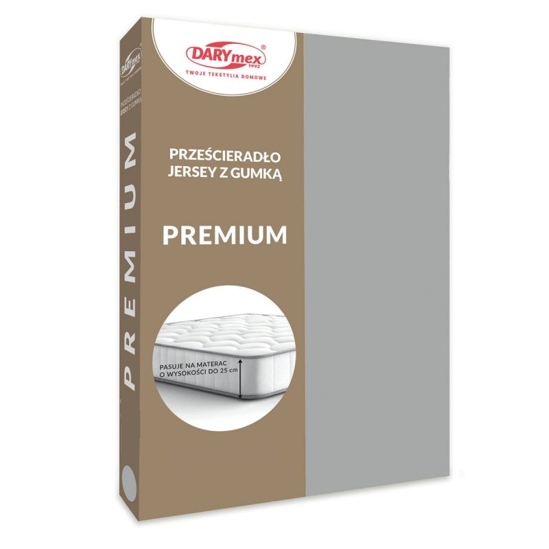 Prześcieradło Jersey PREMIUM na wysoki materac 120x200 na gumkę wz. 024 popiel