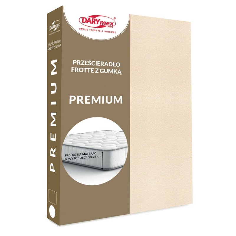 Prześcieradło Frotte PREMIUM na wysoki materac 90x200 na gumkę wz. 047 jasny beż