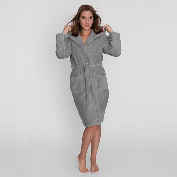 Szlafrok Wellsoft z kapturem Unisex rozmiar L/XL kolor - Szary