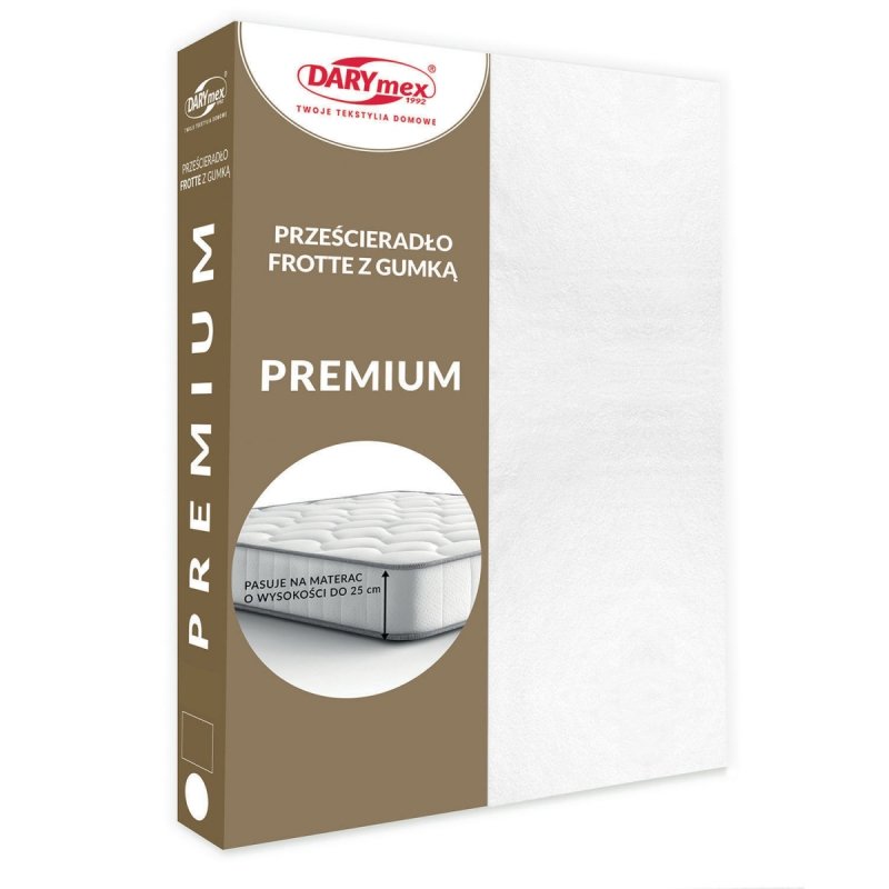 Prześcieradło Frotte PREMIUM na wysoki materac 160x200 na gumkę wz. 001 biały